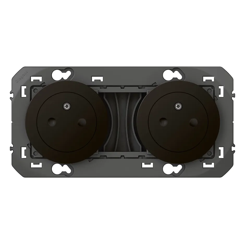 Double prise 2 pôles + terre Dooxie noir carrée à composer-Legrand New