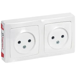 Double prise 2 pôles horizontale ASL blanc^Legrand Hot