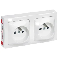 Double prise 2 pôles+terre horizontale ASL blanc-Legrand Discount