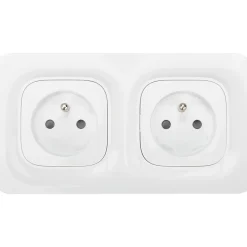 Double prise avec terre Kennet blanc complet-Jacobsen New