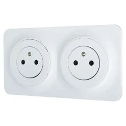 Double prise avec terre prêt câblée Espen blanc composable-Jacobsen Best