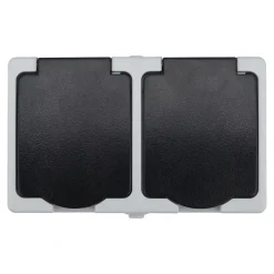 Double prise avec terre étanche en saillie gris complet^ New