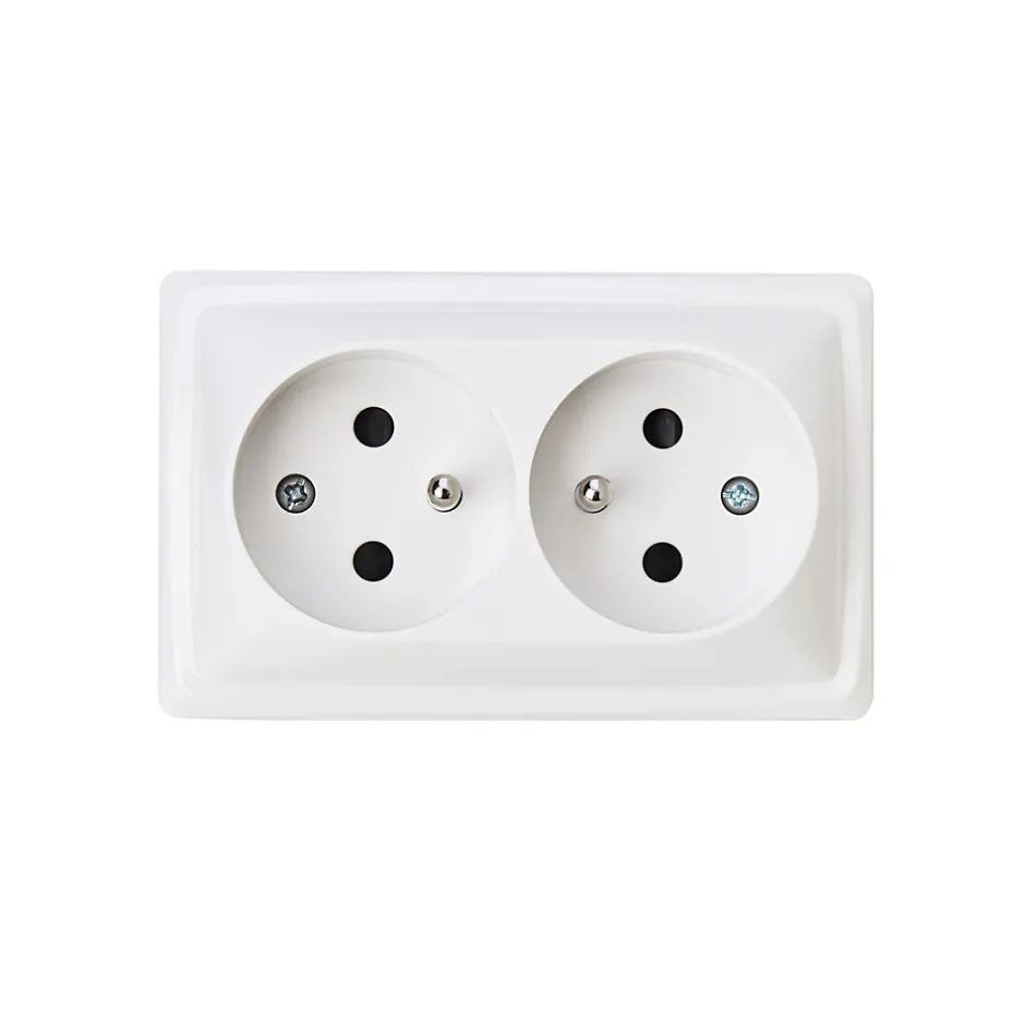 Double prise monobloc en saillie Sigurd blanc complet-Jacobsen Online