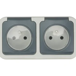 Double prise étanche en saillie gris complet-Jacobsen Online