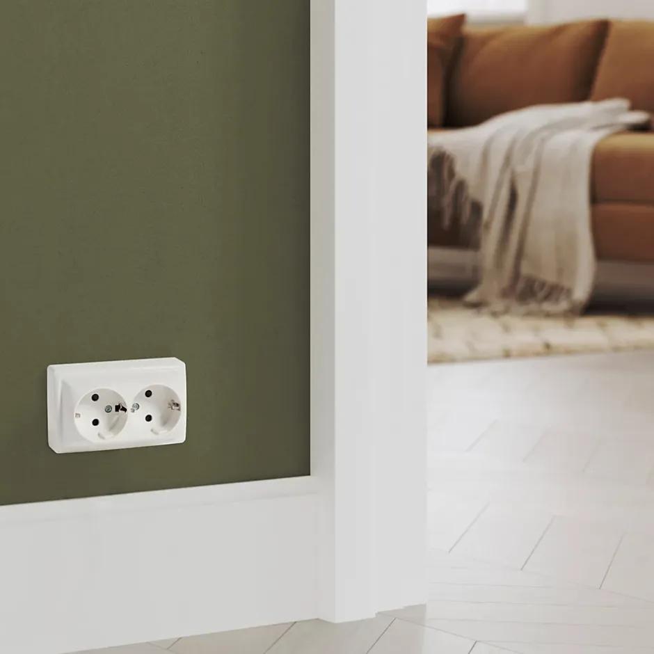 Double prise USB-A monobloc en saillie Sigurd blanc complet-Jacobsen Hot