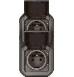 Double prises 2 pôles avec terre verticales Plexo anthracite en saillie-Legrand New