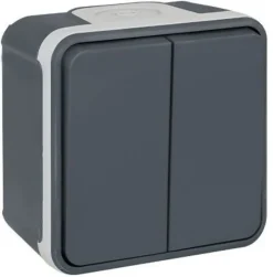 Double va et vient saillie 10A gris - IP55 - OXXO^Eurohm Hot