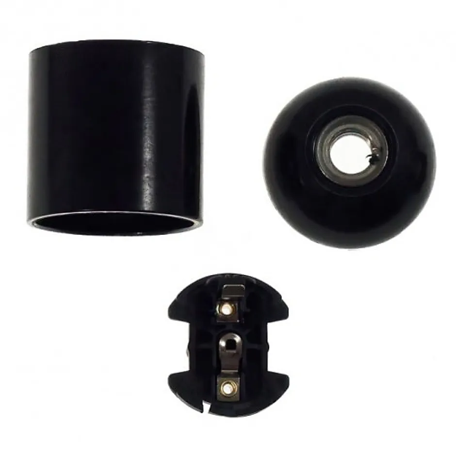 Douille Noire E27 noire Bakélite à Chemise Lisse Style Rétro et Qualité Moderne-Lnd Clearance