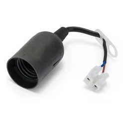 Douille pré-assemblée avec câble d'alimentation et bornier. E27. Câble de 16 cm. Noir-Velamp Discount