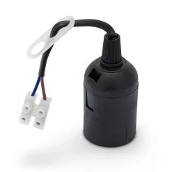 Douille pré-assemblée avec câble d'alimentation et bornier. E27. Câble de 16 cm. Noir-Velamp Discount