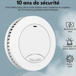 Détecteur de fumée Safety Pro Mini - Batterie 10 ans - Détecteur de fumée - Alarme incendie - 2 pièces^Aroha New