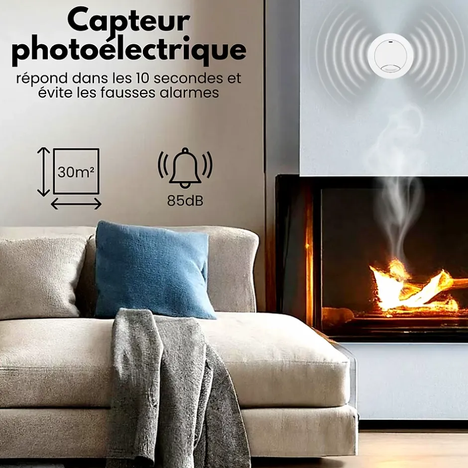 Détecteur de fumée Safety Pro Mini - Batterie 10 ans - Détecteur de fumée - Alarme incendie^Aroha Discount