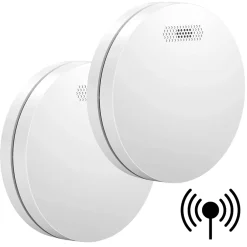 Détecteur de fumée connectable Link - Batterie 10 ans - Capteur de fumée interconnecté - Alarme incendie - 2 pièces-Aroha