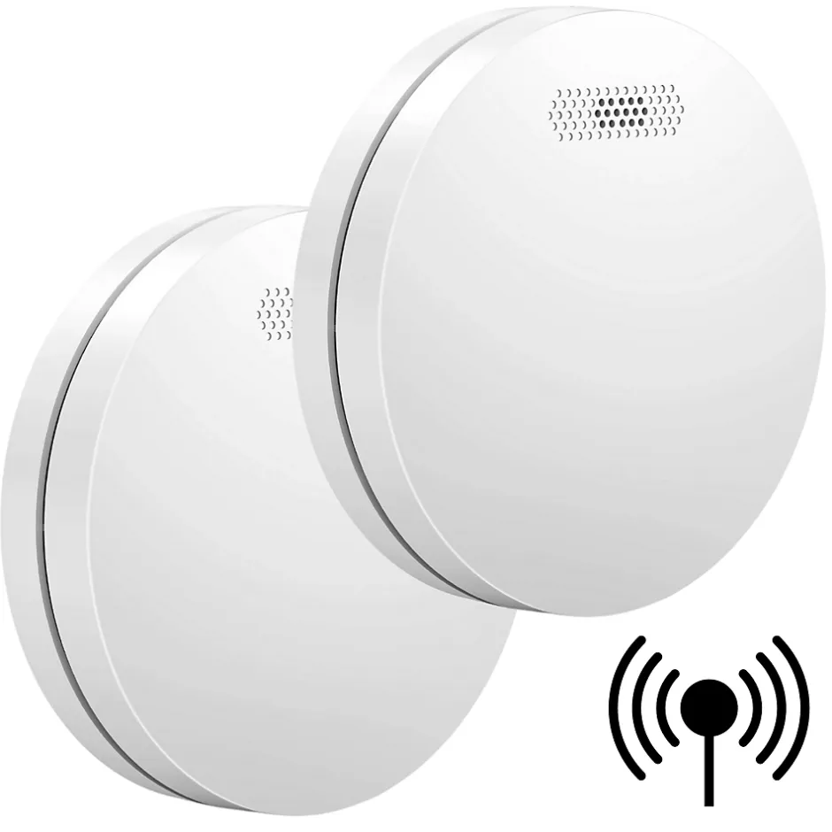 Détecteur de fumée connectable Link - Batterie 10 ans - Capteur de fumée interconnecté - Alarme incendie - 2 pièces-Aroha