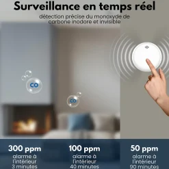 Détecteur de fumée et de monoxyde de carbone Safety Pro Sleep Line - Batterie 10 ans - Alarme incendie et détecteur de CO-Aroha New