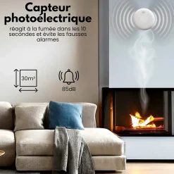 Détecteur de fumée et de monoxyde de carbone Safety Pro - Batterie 10 ans - Alarme incendie et CO - 2 pièces^Aroha Clearance