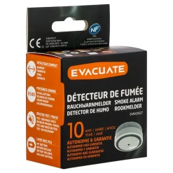 Détecteur de fumée Evacuate autonomie 10 ans 85 dB(A)- Hot