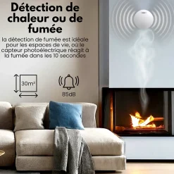 Détecteur de fumée/chaleur connectable Link - Batterie 10 ans - Capteur de fumée interconnecté - Alarme incendie-Aroha Discount