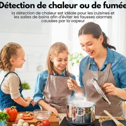 Détecteur de fumée/chaleur connectable Link - Batterie 10 ans - Capteur de fumée interconnecté - Alarme incendie - Pack de 2^Aroha Outlet