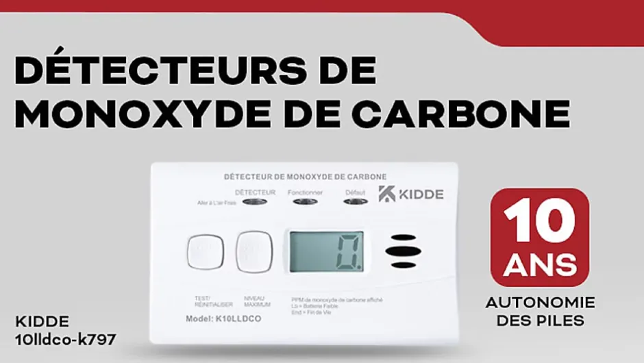Détecteur de monoxyde de carbone digital K10LLDCO-Kidde Clearance