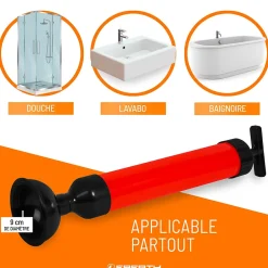 Pompe de nettoyage de tuyaux pour un nettoyage efficace des lavabos, douches et baignoires, diamètre de l'embout 90 mm^Eberth