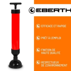 Pompe de nettoyage de tuyaux pour un nettoyage efficace des lavabos, douches et baignoires, diamètre de l'embout 90 mm^Eberth