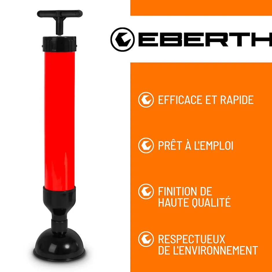 Pompe de nettoyage de tuyaux pour un nettoyage efficace des lavabos, douches et baignoires, diamètre de l'embout 90 mm^Eberth