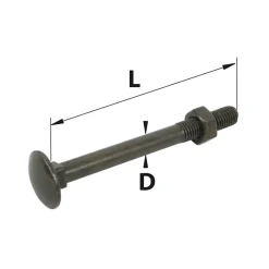 Ecrou avec vis à tête collet carrée acier noir Afbat - ⌀7X L.60mm - 8 pièces-Afbat - Tb Industrie Sas New