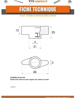 Ecrou bouton de serrage Nylon Insert Laiton M5 - 10 pièces-Vis Express Clearance