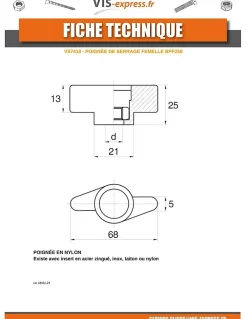 Ecrou bouton de serrage Nylon Insert Acier zingué M5 - 30 pièces^Vis Express
