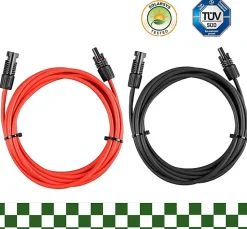 Elfcam - 2 Câbles Solaires 4mm² 30m, Connecteurs M/F, 12AWG, DC1500V, IP68, Anti-UV, Certifié TUV^Elfcam-shop Discount