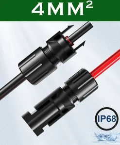 Elfcam - 2 Câbles Solaires 4mm² 4m, Connecteurs M/F, 12AWG, DC1500V, IP68, Anti-UV, Certifié TUV-Elfcam-shop Outlet