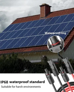 Elfcam - 2 Câbles Solaires 4mm² 1m, Connecteurs M/F, 12AWG, DC1500V, IP68, Anti-UV, Certifié TUV^Elfcam-shop Outlet