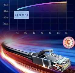 Elfcam - Câble Ethernet RJ45 Cat 7 SFTP 8m (Rond Noir), 10Gbps, 600MHz, Cuivre, Anti-Interférences-Elfcam-shop Sale