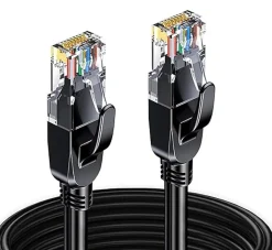 Elfcam - Câble Ethernet RJ45 Cat 7 SFTP 8m (Rond Noir), 10Gbps, 600MHz, Cuivre, Anti-Interférences-Elfcam-shop Sale
