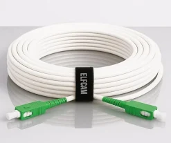 Elfcam - Câble Fibre Optique SC-APC à SC-APC - 0.5m (Blanc), Jarretière Renforcée 9/125um, Blindé, Compatible Livebox-Elfcam-shop Online
