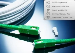 Elfcam - Câble Fibre Optique SC-APC à SC-APC - 20m (Blanc), Jarretière Renforcée 9/125um, Blindé, Compatible Livebox-Elfcam-shop Sale