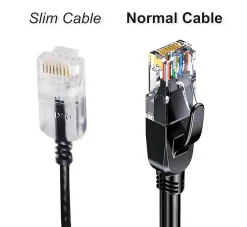 Elfcam - Câble RJ45 Cat 6 Slim 1m (Noir) - 32AWG Ultra Fin, Réseau LAN/WAN, Haut Débit, Idéal PC, Box, Routeur-Elfcam-shop Clearance