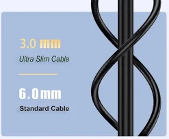Elfcam - Câble RJ45 Cat 6 Slim 1m (Noir) - 32AWG Ultra Fin, Réseau LAN/WAN, Haut Débit, Idéal PC, Box, Routeur-Elfcam-shop Clearance