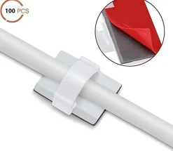 Elfcam - Clips Câble Adhésif Réglable pour Fibre Optique, Maison/Bureau, Attache Fil (Lot de 100)-Elfcam-shop Best