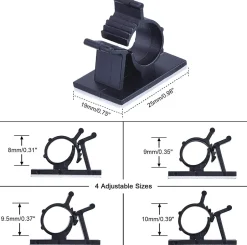 Elfcam - Clips Câble Adhésif Réglable pour Fibre Optique, Noir, Maison/Bureau, Attache Fil (Lot de 60)-Elfcam-shop Sale