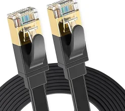 Elfcam - 3m Câble Ethernet Cat 8 Plat Noir LAN/WAN, SFTP 28AWG, 2000MHz 40Gbps avec Connecteurs RJ45 Haute Qualité-Elfcam-shop