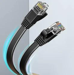 Elfcam - 3m Câble Ethernet Cat 8 Plat Noir LAN/WAN, SFTP 28AWG, 2000MHz 40Gbps avec Connecteurs RJ45 Haute Qualité-Elfcam-shop