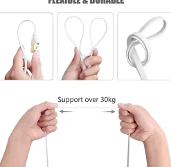 Elfcam - 5m Câble Ethernet RJ45 Cat7 Flat Blanc, 10Gbps 600MHz, Cuivre, SFTP, Anti-Bruit, PC, Modem, Routeur^Elfcam-shop Clearance