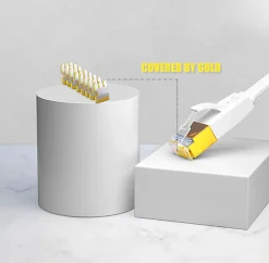 Elfcam - 20m Câble Ethernet RJ45 Cat7 Flat Blanc, 10Gbps 600MHz, Cuivre, SFTP, Anti-Bruit, PC, Modem, Routeur^Elfcam-shop Hot