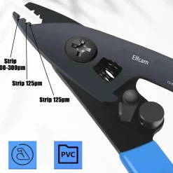 Elfcam - Pince à Dénuder 3 Coupes, FTTH Outil pour 2 Gaines Fibre 125um à 900um, Modèle CS-02^Elfcam-shop Discount
