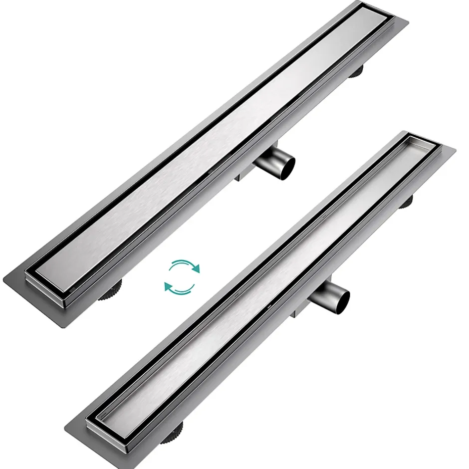 Siphon de douche linéaire, 80x7 cm, inox brossé SUS304, double installation^EMKE New