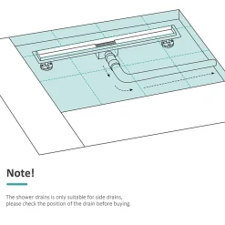 Siphon de douche linéaire, 80x7 cm, inox brossé SUS304, double installation^EMKE New