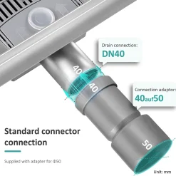 Siphon de douche linéaire, 80x7 cm, inox brossé SUS304, double installation^EMKE New