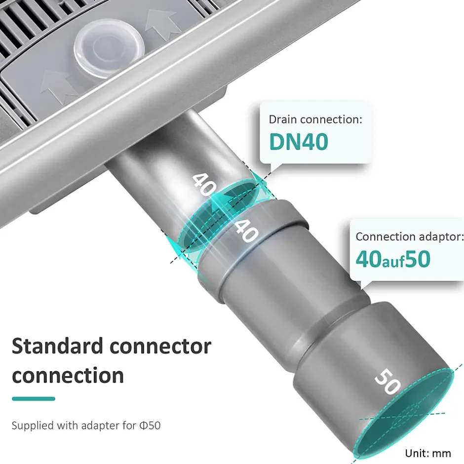 Siphon de douche linéaire, 80x7 cm, inox brossé SUS304, double installation^EMKE New